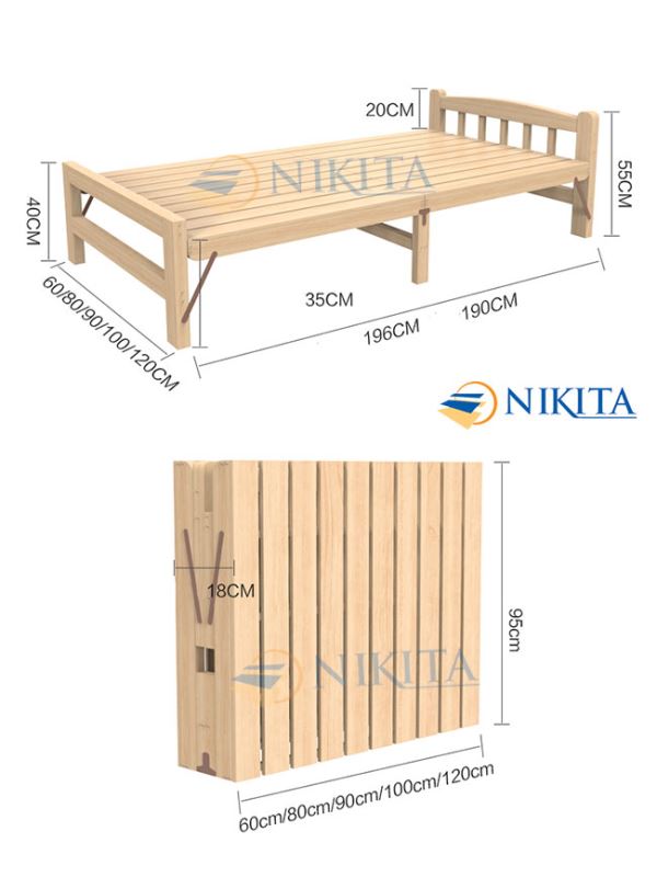 Giường xếp gỗ thông NKT-WT800