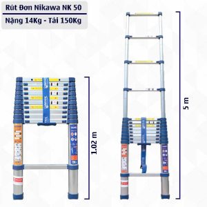 Thang nhôm rút đơn Nikawa Nk-50 new (kích thước rút dài nhất 5m)